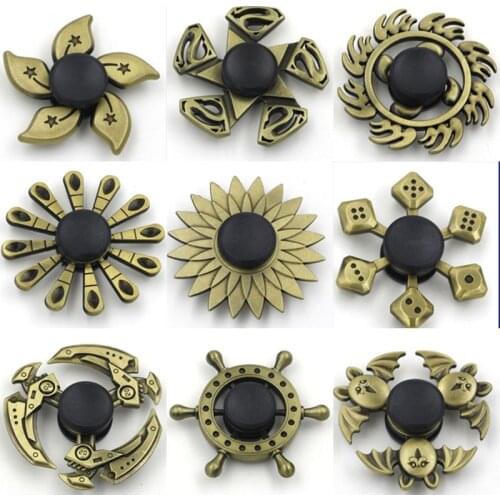 Fidget Spinner Brass Color Zinc Alloy Metal Hand Spinner Dice Bauhinia Rudder Exterior Smooth Finger Tri Spiner Gyro Toy For Kid