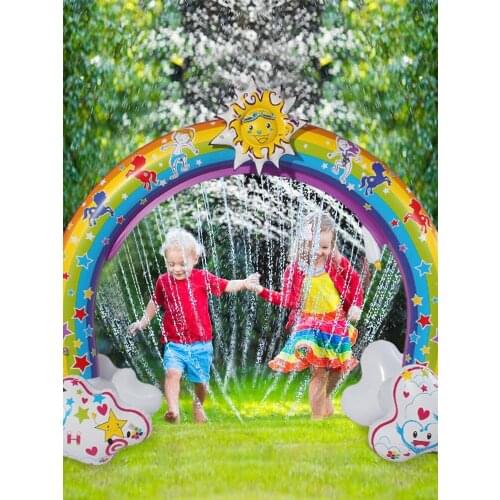 Ginormous Rainbow Cloud Yard Sprinkler Giant Inflatable Archway Lawn Beach Outdoor Toys For Child Adult Baby Games Center