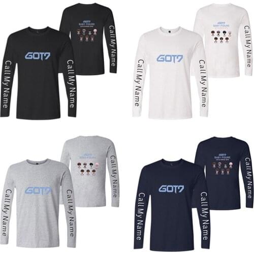 Got7 Kpop Baby Figure T-shirts Cartoon Cute Print Men Women T Shirts Tee Shirt O-neck Long Sleeve Unisex T-shirt Sweatshirt Tops