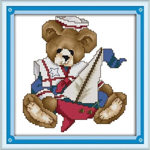 June bear cross stitch kit 14ct 11ct count print canvas stitches embroidery DIY handmade needlework plus