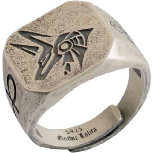 925 silver man ring Egyptian gods eye of Horus trendy male s925 silver ring retro cold wind tail ring personalized single