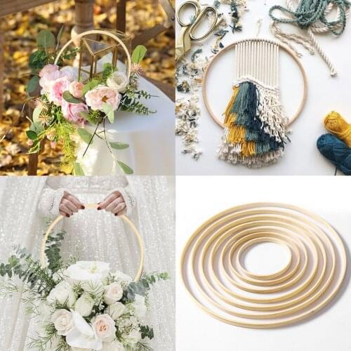 5Pcs Bamboo Circle Hoop Ring DIY Dream Catcher Craft Floral Wreath Wedding Decor For Wall Hanging Crafts Dream Catcher