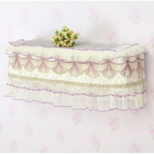 SRYSJS Lace Hanging Air Conditioning Cover Romantic Flower Cleaning Dust Protecter Case Home Decor Work without Removing