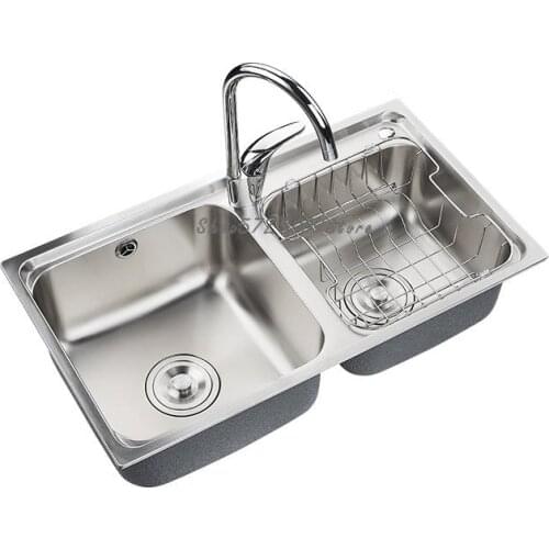 Sink Double-bath Kitchen 304 Stainless Steel Vegetable Sink Sink Basin Sink Sink Faucet Package