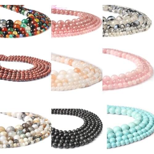 Lanli fashion jewelry 4 / 6 / 8 / 10 mm natural stone pine bead series suitable for jewelry making DIY Bracelet Necklace