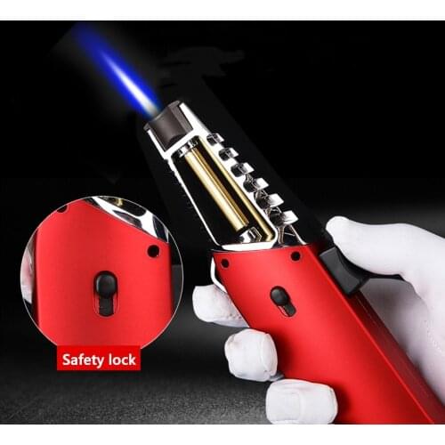 Powerful Pen Injector Butane Gas Lighter Kitchen Metal Flashlight Windproof Cigar Lighter Outdoor Barbecue Tool Small Man