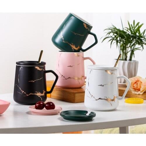 Nordic Marble Coffee Mugs Matte Luxury Water Cafe Tea Milk Cups Condensed Coffee Ceramic Cup Saucer Suit With Dish Spoon Set Ins