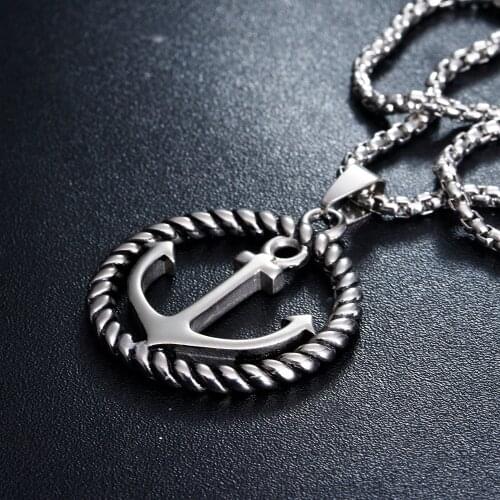Men Rope Vintage Anchor Pendant Necklace Fashion Gift Stainless Steel Necklaces For Women
