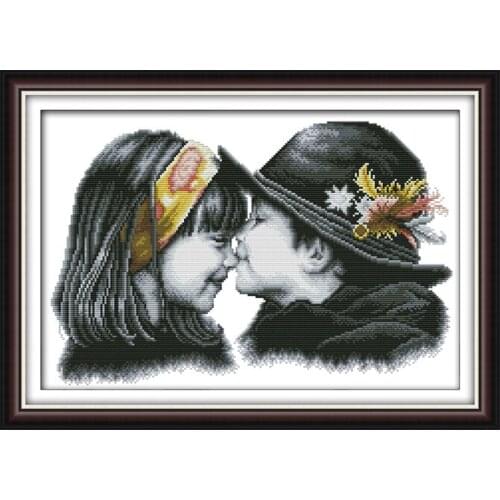 Joy Sunday Little couple Cross Stitch Kits boy and girl printed cloth Chinese embroidery counted needlework decoracions for home