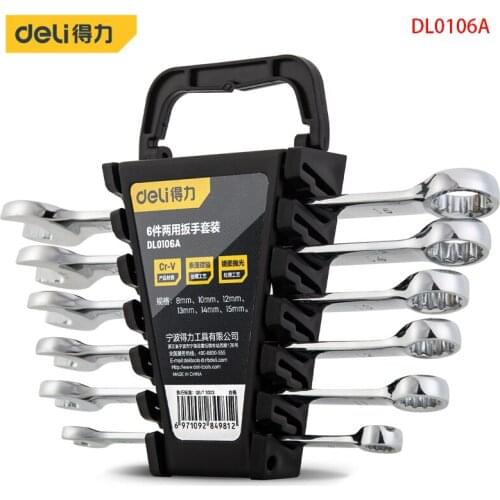 Deli DL0106A 6-Piece Combination Wrench Set Car Repair Set Hand Operated Tools Specifications: 8, 10, 12, 13, 14, 15MM