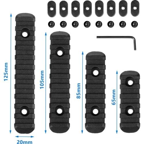 Pack Of 4 Pcs Tactical Airsoft Polymer Picatinny Rail For MOE M LOK M-LOK Handguard Compatible With Fashlight Laser Scope