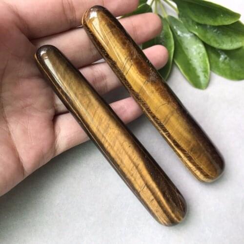 Natural tiger eye gem quartz crystal massage stick Relaxation point healing 1pc