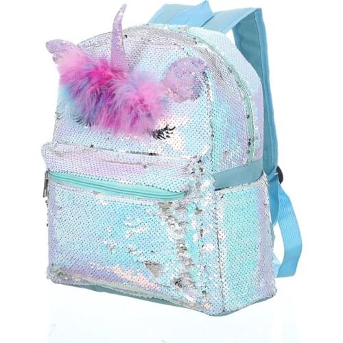 New Sequins Student School Backpack Girls Cartono Unicorn School Bag Women Large Travelling Bag Sequin Backpack