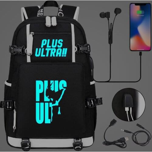 New Luminous Anime My Hero Academia USB Boys Girls Kids Book Bags Large Capacity Teenagers Schoolbags Women Men Laptop Backpack