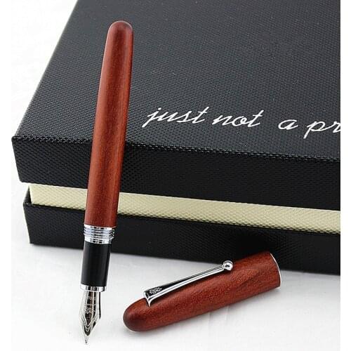 Jinhao 9056 Natural Wood Fountain Pen Handmade M/F Nib Ink Pen With A Converter