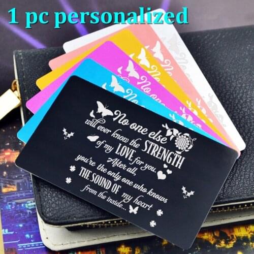 Personalized Metal Wallet Card Insert Custom Laser Engraved Message Card Romantic Gift Hand Writting Love Greeting Card KP012