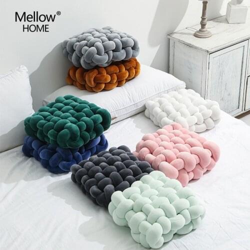 Pillow Solid Color Woven Soft Comfortable Square Cushion Sofa Lumbar Pillow Plush Padded Cushion Room Decor Toys for Children
