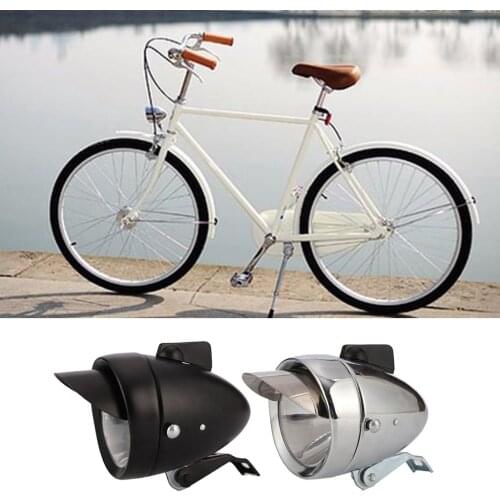 Retro Bike Front Light, 1-LED Vintage Bicycle Headlight Battery Powered Headlamp with Bracket