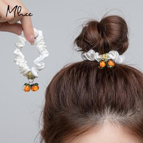 Woman Accesories Pleated Headband Girls Hair Accessories Fashion Scrunchie Casual Elastic Hair Bands Solid Persimmon Scrunchie