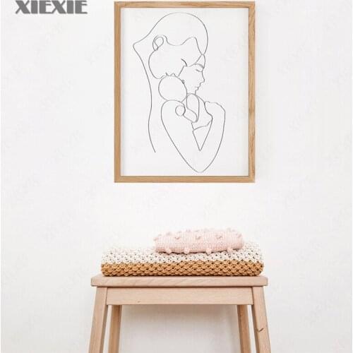 Family Portrait Mom Dad Baby Art Line Drawing Posters Abstract Minimalist Wall Canvas Print Painting Nursery Decorative Pictures