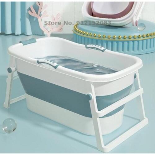 Foldable Baby Bathtub Baby Bathtub Newborn Swimming Bucket Household Childrens Bath Bucket Large Thickened Can Sit