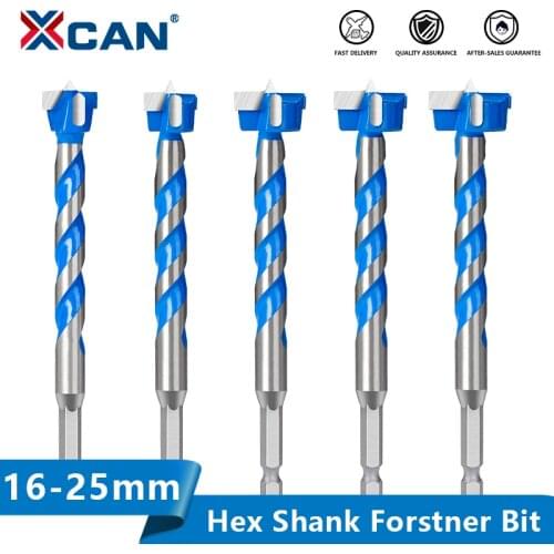 XCAN Drill Bit Forstner Bit 16-25mm Self Centering Hole Saw Hex Shank Hole Cutter Opener Spiral Core Drill Bit Woodworking Tool