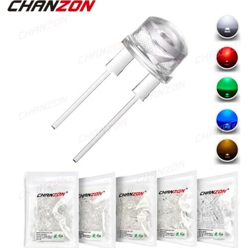 50pcs 8mm LED Emitting Diode Straw Hat Micro Indicator White Red Green Blue Yellow Color 2V 3V DIY PCB Circuit Super Bright Bulb