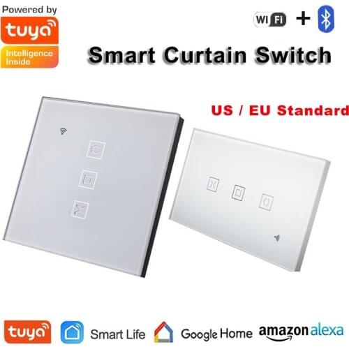 Tuya Smart Curtain Switch WiFi+Bluetooth Curtain Touch Button Electric Motor Smart Life APP Control Work With Alexa Google Home