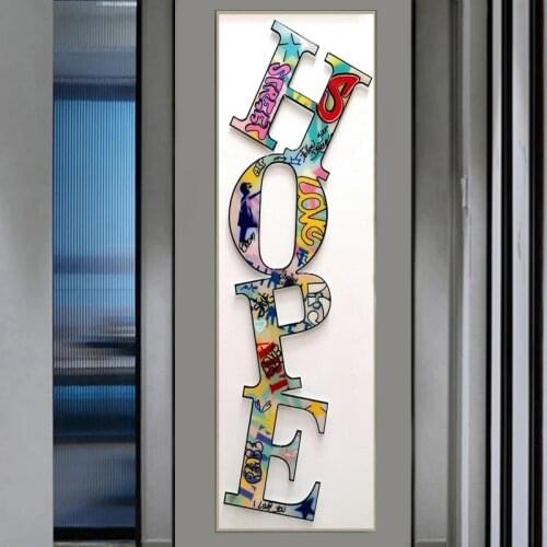 Inspirational Letters HOPE Canvas Painting Colorful Graffiti Street Art Posters and Print Wall Art Picture for Living Room Decor