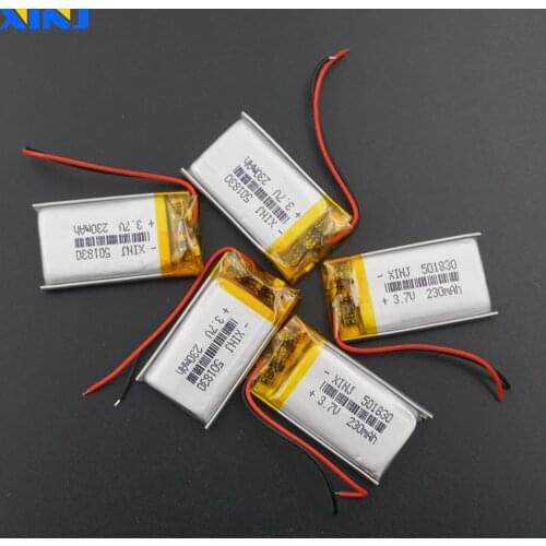 XINJ 5pcs 3.7V 230mAh Li Polymer Lipo Battery cell 501830 For GPS Headphones Bluetooth Earphone Speaker Smart Watch Mp3 Mp4 DIY