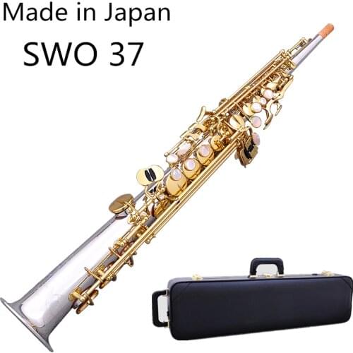 Japan Soprano Saxophone SWO 37 Nickel silver High Quality Straight B flat Sax Musical Free Shipping with Hard boxs
