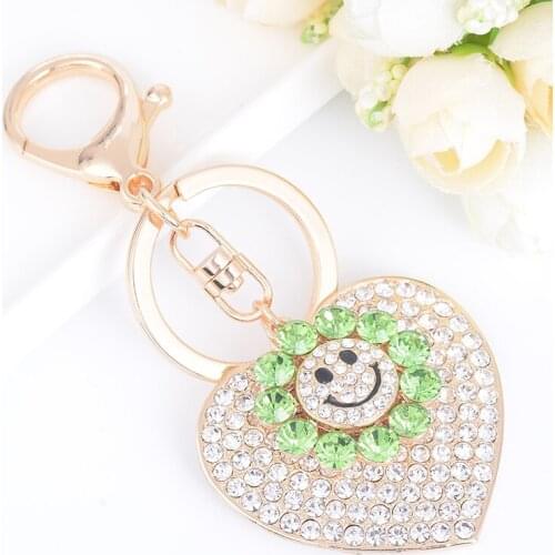 Romantic Crystal Heart Jewelry Keychain Women Key Holder Chain Ring Car llaveros bag pendant Charm 2 color to choose