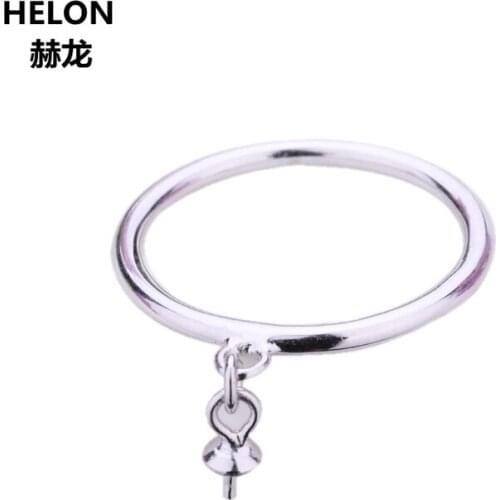 925 Sterling Silver Engagement Wedding Ring 6-12mm Pearl or Round Bead Semi Mount Ring Fine Jewelry DIY Stone Setting