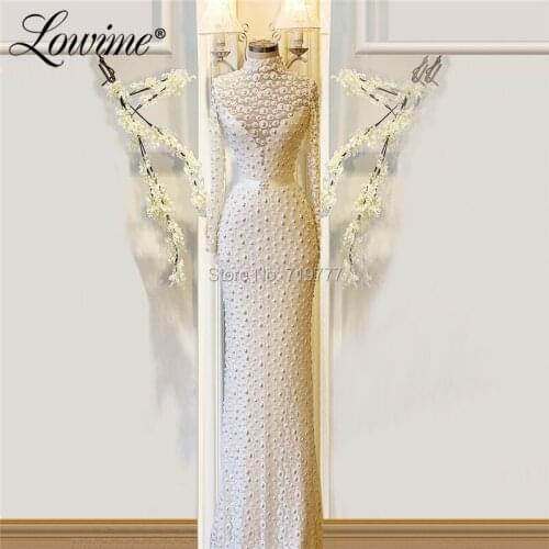 Dubai Islamic Evening Dresses Beading Muslim Prom Dress Celebrity Prom Gowns 2019 Custom Made Party Gowns Robe De Soiree