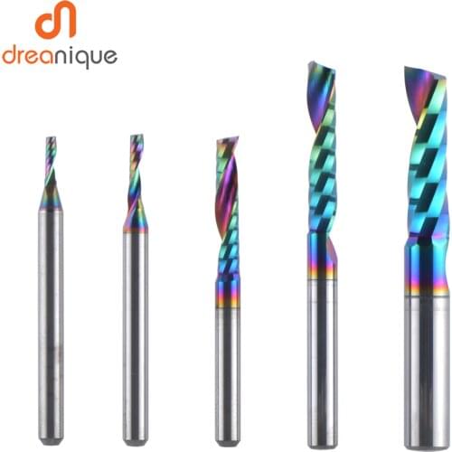 1pc AAAAA single flute Carbide spiral end mill 3.175 ,4 ,5 ,6mm aluminum mill CNC 3D engraving woodworking Acrylic DLC Coating