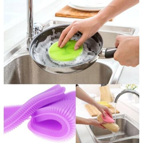 APRICOT 1pcs Kitchen Cleaning Tool Bowl Brush Silicone Bowl Dishing Cleaning Brushes Household Kitchen Pot Pan Washing Tool