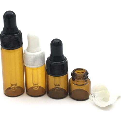 10pcs 1ml 2ml 3ml 5ml Mini Empty Dropper Glass Bottle Portable Aromatherapy Essential Oil Bottle with Glass Eye Dropper