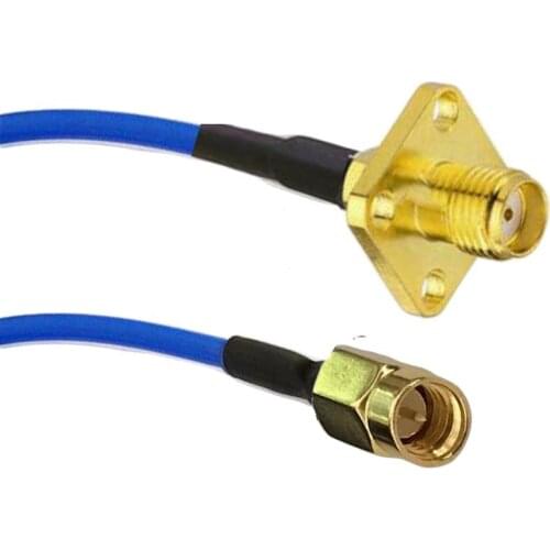 10pcs SMA Female 4 Hole Flange Mount to SMA Male Connector RG402 RF Coaxial Semi-rigid Cable 10cm 15cm 20cm 30cm 50cm 1m