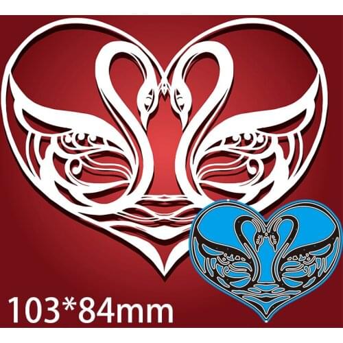 103*84mm Heart Swans Hollow Cutting Dies Stencil Craft for Scrapbook Stamps Dies Embossing Paper Gift Card