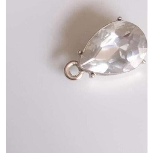 11*18MM 40Pcs/Pack Water Drop Style KC Gold Alloy White Glass Crsytal Beads Charms Jewelry Pendants