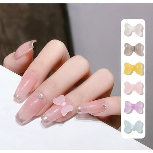 12pcs Matt Bowknot 3D Nail Decoration Candy Bow Nail Art Decoration Frosted DIY Design Sugar Decorations Manicure Set for Nails