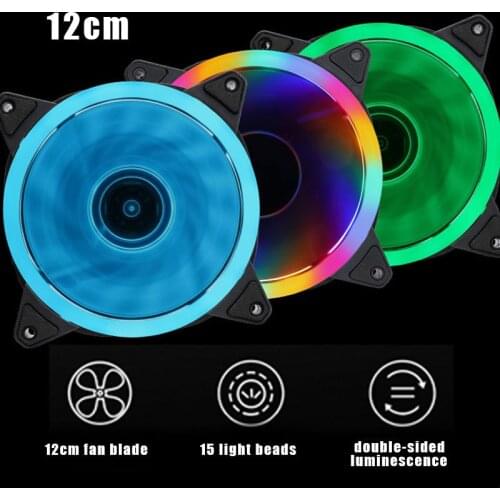 12cm Chassis Cooling Fan Double-Sided Glowing Mute Chassis Fan for Desktop Computer Easy Operation SAL99