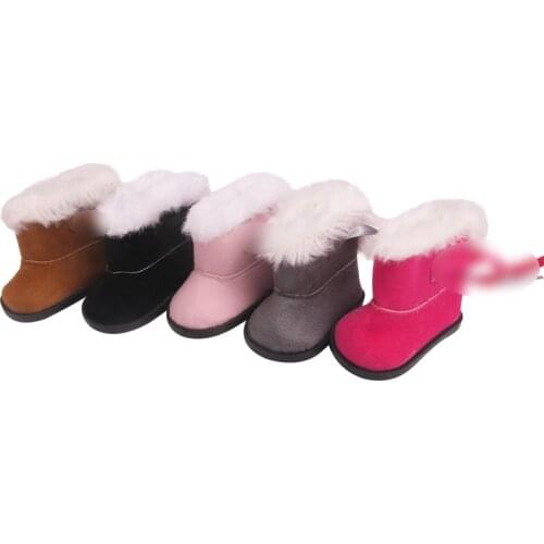 18 Inch American Doll Girls Shoes Winter Bow Plush Boots Newborn Baby Toys Accessories Fit 40-43 Cm Boy Doll Gift s251