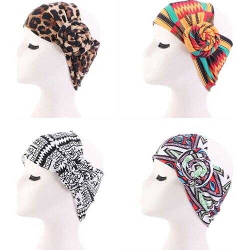 2020 African Print Stretch Cotton Headband for Women Elastic Turban Head Scarf Ladies Bandage Head Wrap Hair Accessories