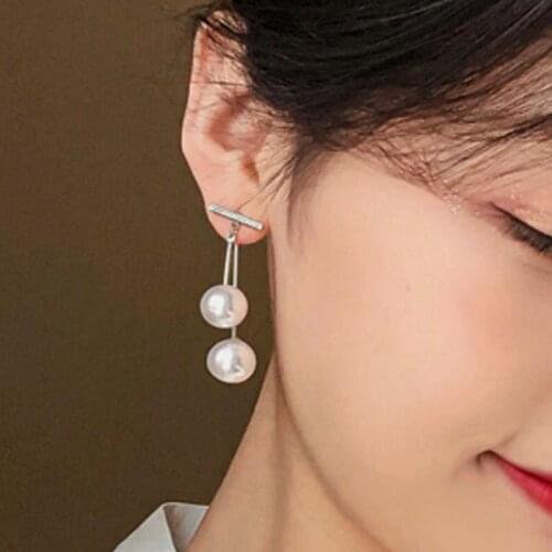 2021 Trendy Elegant Round Imitation Pearl Dangle Earrings Dazzling Women EngagementGraceful Accessories Fashion Earrings