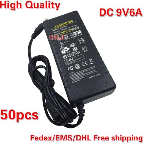 50PCS Free Shipping 9V 6A Adapter charger converter Switching Power Supply 9V 6000MA DC5.5*2.5/2.1mm By DHL/SF Express