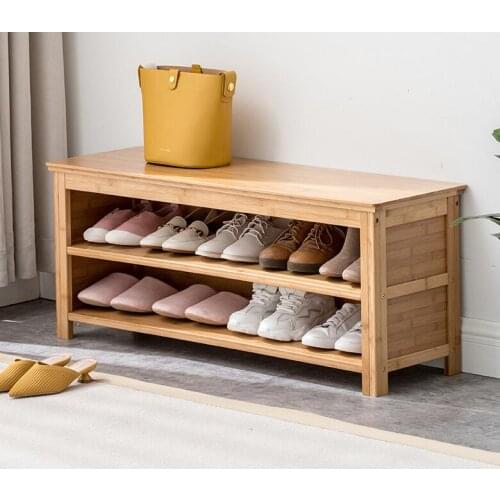 Bamboo Shoe Rack & Shoe Bench Entryway Storage Organizer Multi Function for Hallway Bathroom Living Room Corridor and Garden