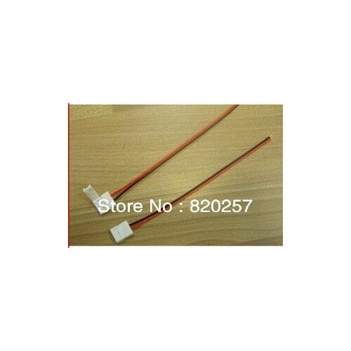 Free shipping 50pcs lot led connector 2 pin 10mm width 150mm red/black cable for 10mm single color strip 3528 5050 no soldering