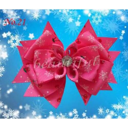100 BLESSING Good Girl Boutique 4.5" A- Snowflake Hair Bow Clip 130 No