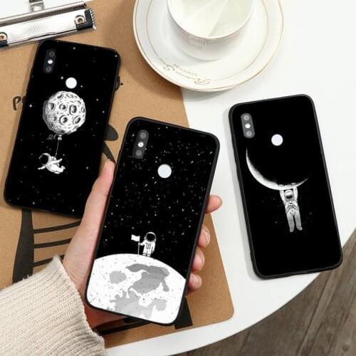 Black White Moon Stars Space Astronaut Phone Case For Xiaomi Redmi note 7 8 9 t k30 max3 9 s 10 pro lite